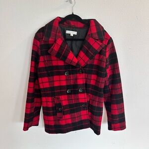 New York & Company Women’s Buffalo Plaid
Double Vested Coat

Size L